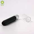 empty cosmetic container round black plastic lipstick tube